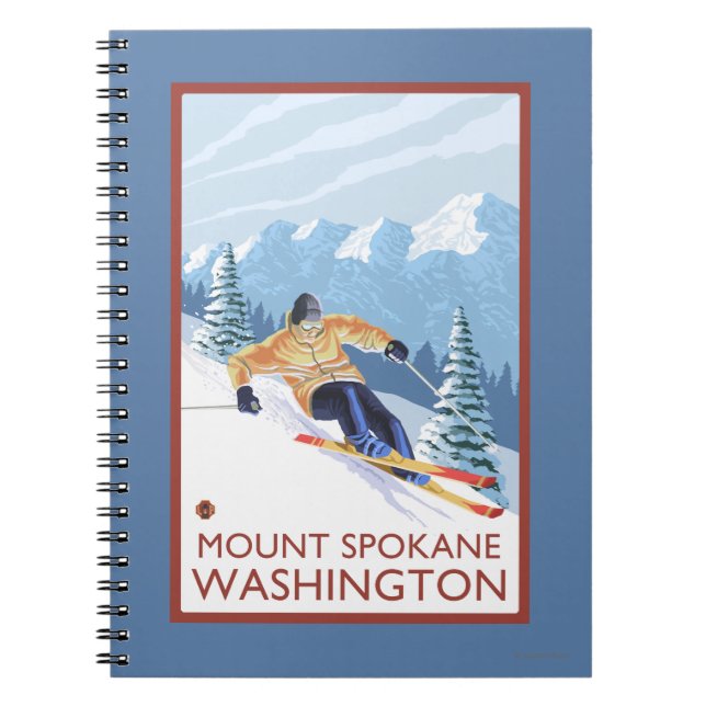 Downhill Snow Skier - Berg Spokane, Notizblock (Vorderseite)