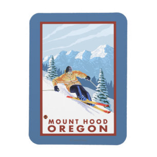Downhill Snow Skier - Berghof, Oregon Magnet