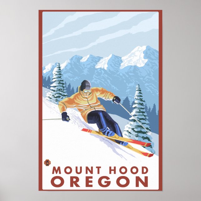 Downhill Snow Skier - Berghof, Oregon Poster (Vorne)