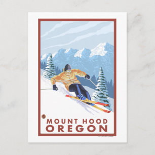 Downhill Snow Skier - Berghof, Oregon Postkarte