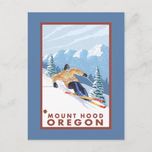 Downhill Snow Skier - Berghof, Oregon Postkarte