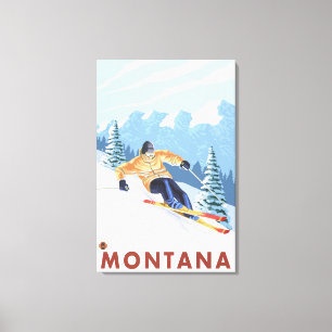 Downhill Snow Skier - Montana Leinwanddruck