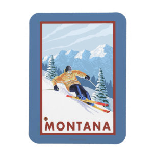 Downhill Snow Skier - Montana Magnet