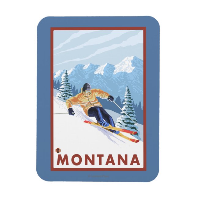 Downhill Snow Skier - Montana Magnet (Vertikal)