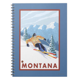 Downhill Snow Skier - Montana Notizblock