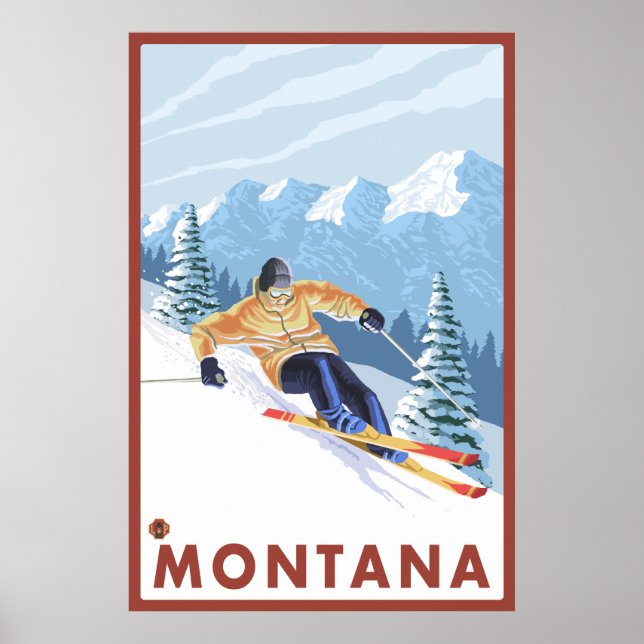 Downhill Snow Skier - Montana Poster (Vorne)