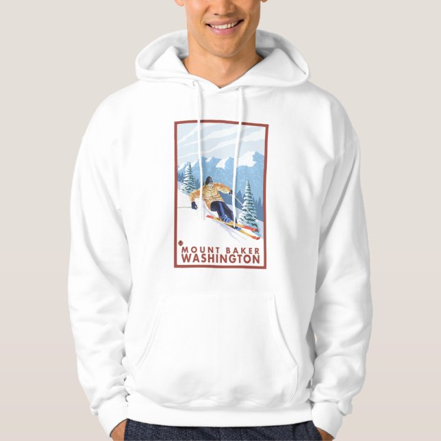 Downhill Snow Skier - Mount Baker, Washington Hoodie (Vorderseite)