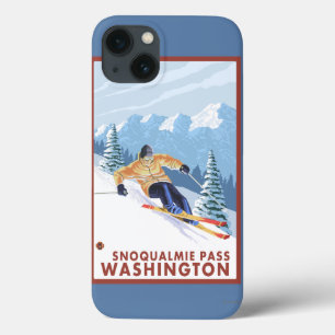 Downhill Snow Skier - Snoqualmie Pass, WA Case-Mate iPhone Hülle