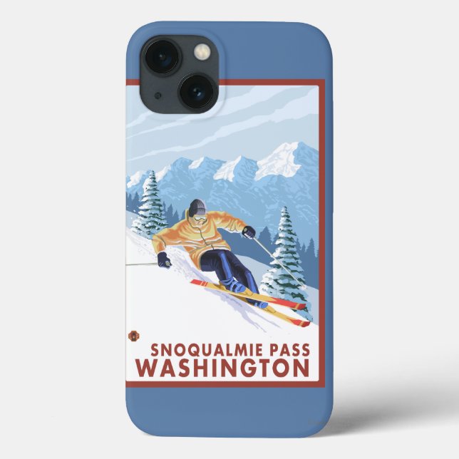 Downhill Snow Skier - Snoqualmie Pass, WA Case-Mate iPhone Hülle (Rückseite)