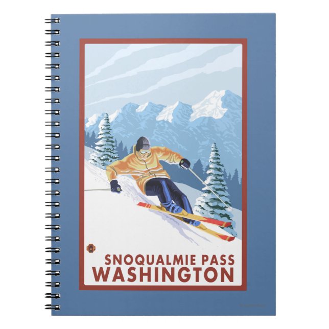 Downhill Snow Skier - Snoqualmie Pass, WA Notizblock (Vorderseite)