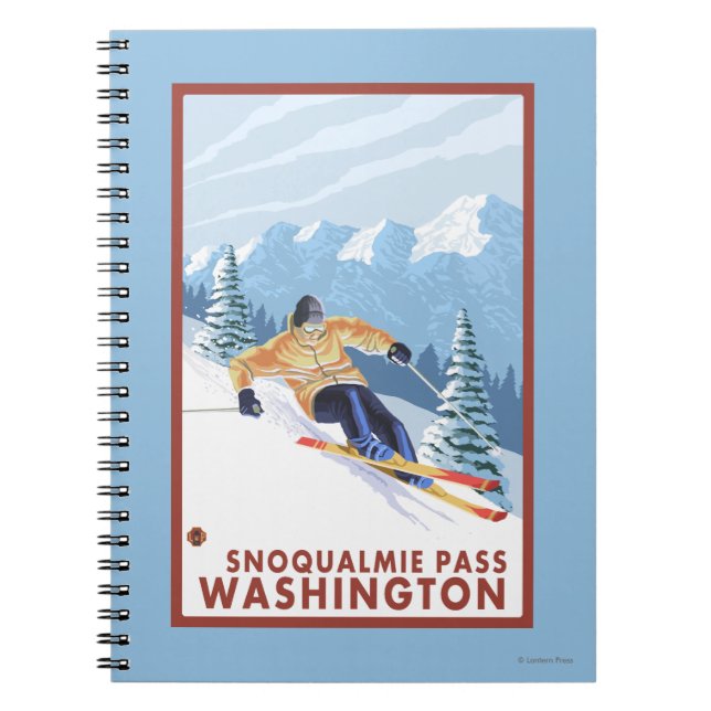 Downhill Snow Skier - Snoqualmie Pass, WA Notizblock (Vorderseite)