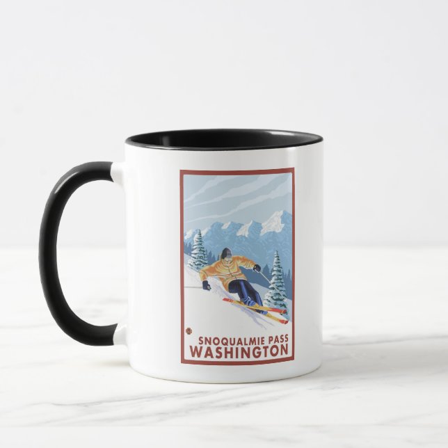 Downhill Snow Skier - Snoqualmie Pass, WA Tasse (Links)