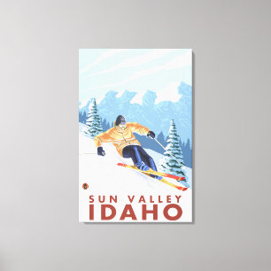 Downhill Snow Skier - Sun Valley, Idaho Leinwanddruck