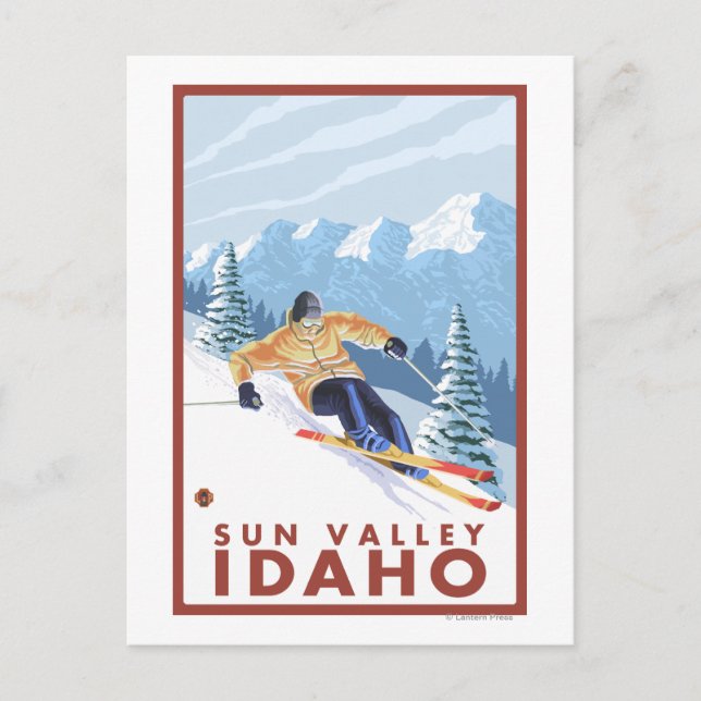 Downhill Snow Skier - Sun Valley, Idaho Postkarte (Vorderseite)