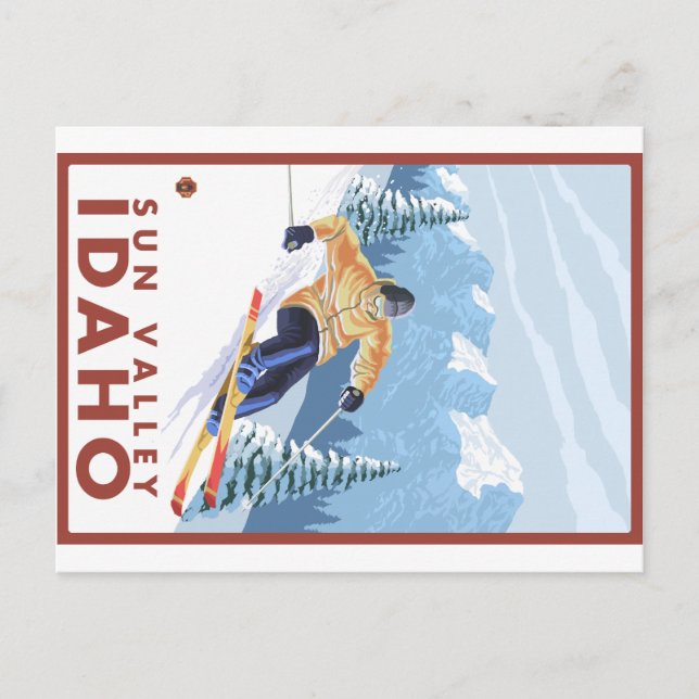 Downhill Snow Skier - Sun Valley, Idaho Postkarte (Vorderseite)