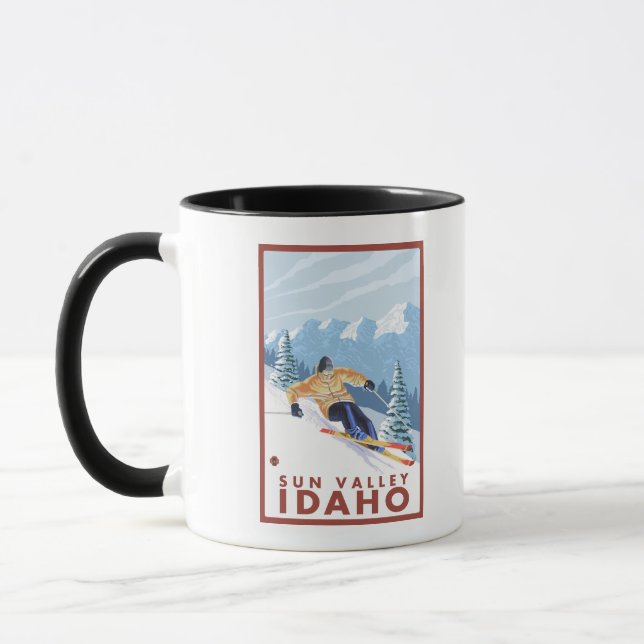 Downhill Snow Skier - Sun Valley, Idaho Tasse (Links)