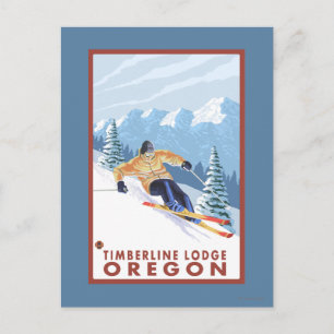 Downhill Snow Skier - Timberline Lodge, Oregon Postkarte