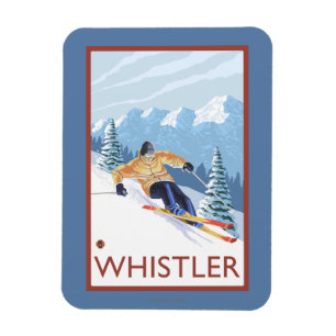 Downhill Snow Skier - Whistler, BC Kanada Magnet