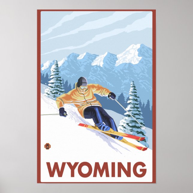 Downhill Snow SkierWyoming Poster (Vorne)
