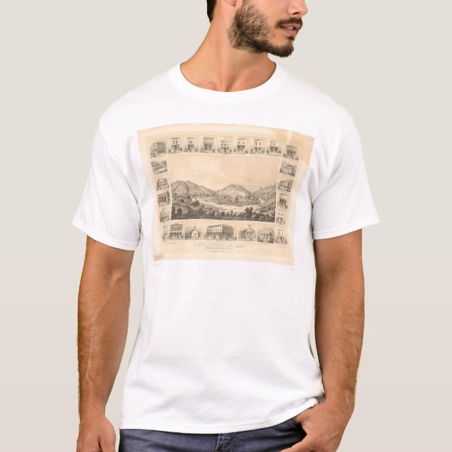 Downieville, panoramische Karte 1856 (0522A) CAs T-Shirt (Vorderseite)