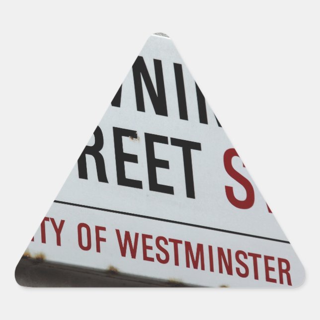 Downing Street Sign Dreieckiger Aufkleber (Vorderseite)
