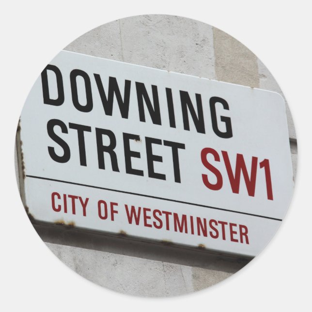 Downing Street Sign Runder Aufkleber (Vorderseite)
