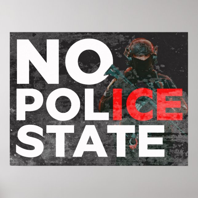 DOWNLOAD No Police State Anti-ICE protest poster (Vorne)