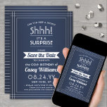 Download Überraschung Geburtstag Navy Blau und Wei Save The Date<br><div class="desc">Kannst du ein Geheimnis behalten haben? Laden Sie Ihre Familie und Freunde zu einer eleganten und aufregenden Überraschungsfeier ein, bei der Sie sich mit Save the Date in Blau und Weiß der Marine verwöhnen lassen. Alle Formulierungen auf dieser Vorlage ist einfach zu personalisieren, einschließlich der Nachricht, dass "Shhh! Es ist...</div>