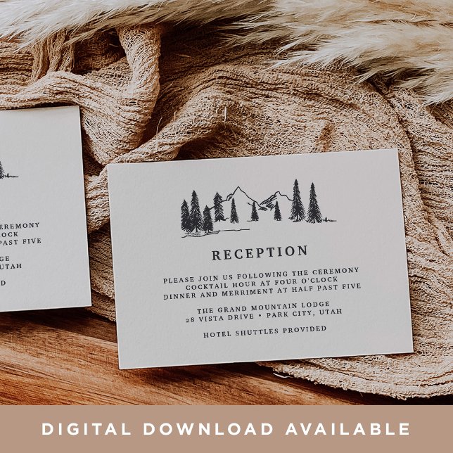 DOWNLOADABLE Mountain Sketch Wedding Enclosure Einladung (Von Creator hochgeladen)