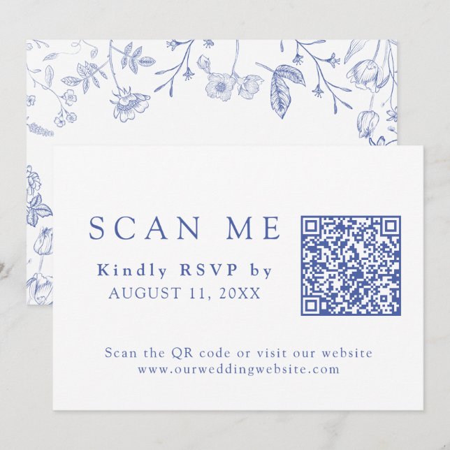 DOWNLOADABLE QR Code Chinoiserie Wedding RSVP Einladung (Vorne/Hinten)