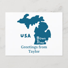 Downriver Michigan Custom City Blue Postkarte