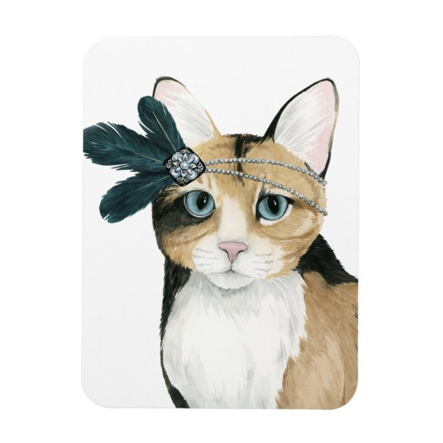 Downton Cat | Mit Federn bekleidet. Magnet (Vertikal)