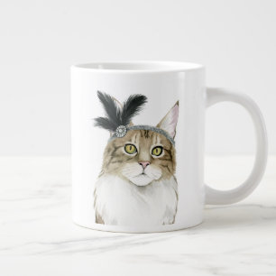 Downton Cat   Mit Federn verziert Jumbo-Tasse