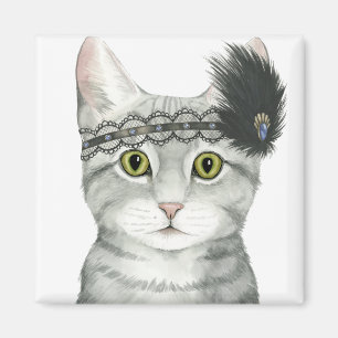 Downton Katze   Bejeweled mit Spitze Magnet