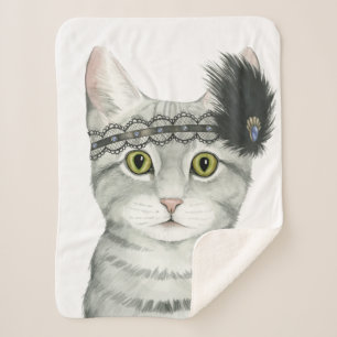 Downton Katze   Bejeweled mit Spitze Sherpadecke