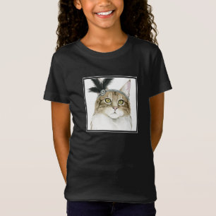 Downton Katze   geschmückt mit Federn T-Shirt