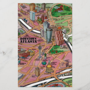 Downtown Atlanta Georgia Cartoons Map Briefpapier