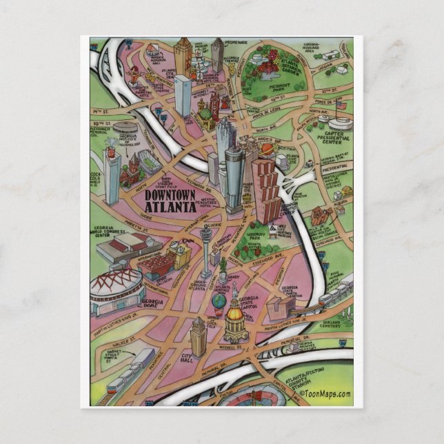 Downtown Atlanta Georgia Postkarte (Vorderseite)