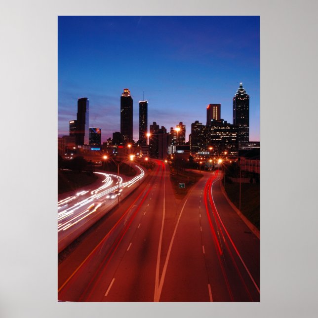 Downtown Atlanta in der Nacht Poster (Vorne)