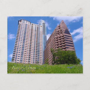 Downtown Austin mit Bluebonnets Postkarte