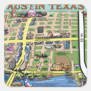 Downtown Austin Texas 14 Quadratischer Aufkleber