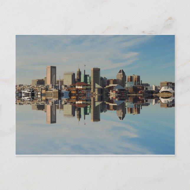 Downtown Baltimore Maryland Skyline Reflection Postkarte (Vorderseite)