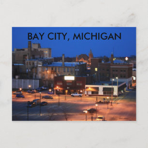 DOWNTOWN BAY CITY, MICHIGAN POST CARD POSTKARTE