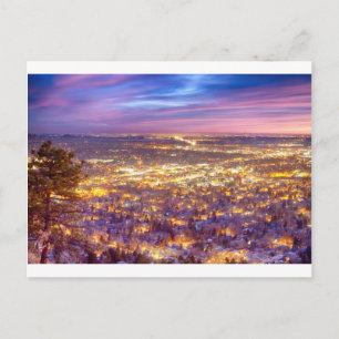 Downtown Boulder Colorado City Lights Sunrise Postkarte