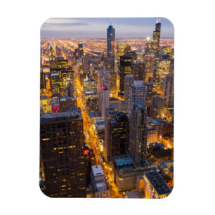 Downtown Chicago Skyline bei Dämmerung Magnet