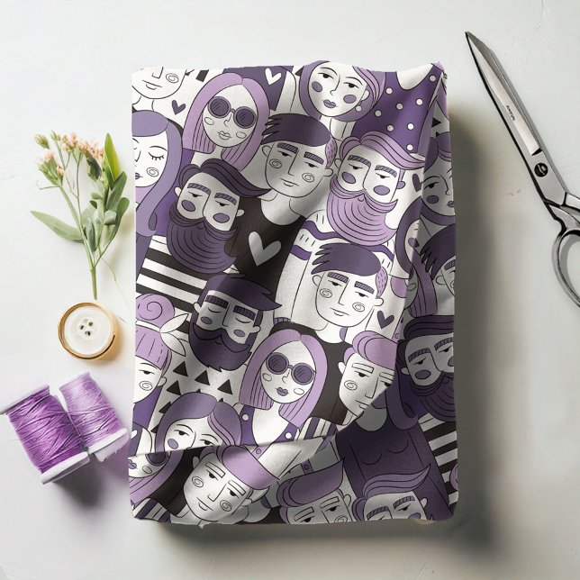 Downtown Crowd Faces Lila ID494 Stoff (Von Creator hochgeladen)