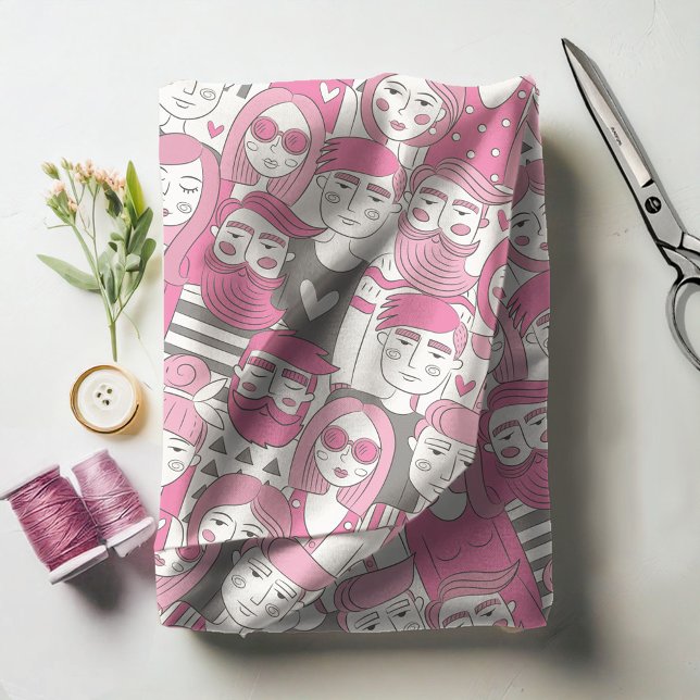 Downtown Crowd Faces Pink ID494 Stoff (Von Creator hochgeladen)