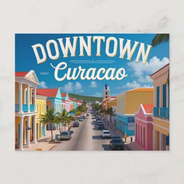 Downtown Curacao Feiertagspostkarte (Vorderseite)