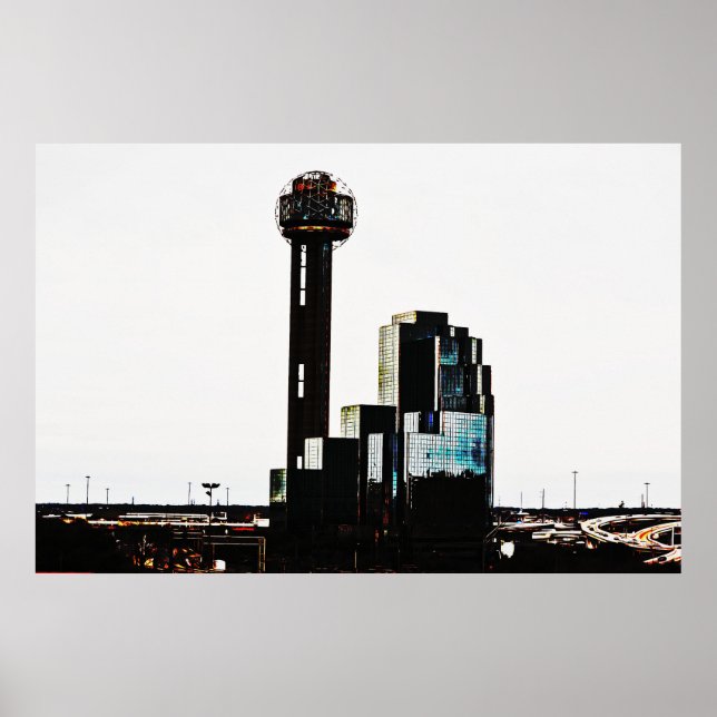 Downtown Dallas Texas Tower Art Poster (Vorne)