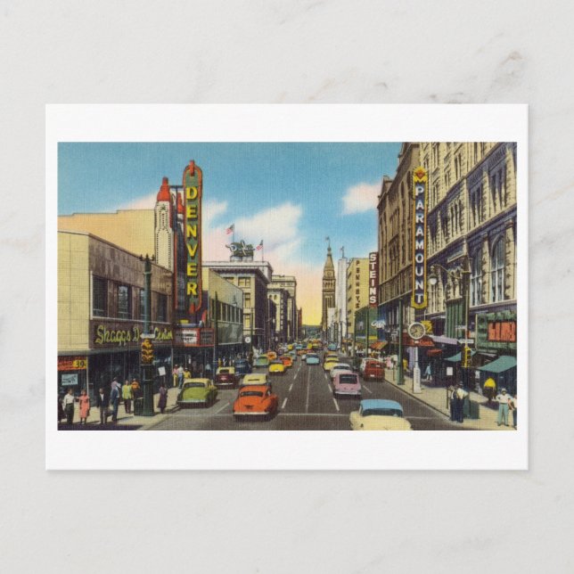 Downtown Denver Vintage Travel Postkarte (Vorderseite)